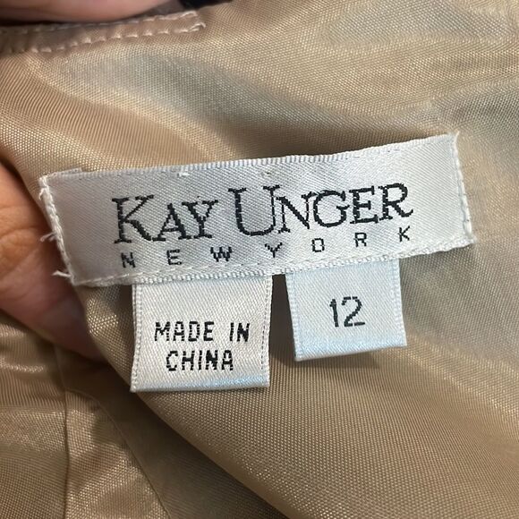 Kay Unger Tan and Black Animal Print Midi Dress With Belt - Picture 6 of 7